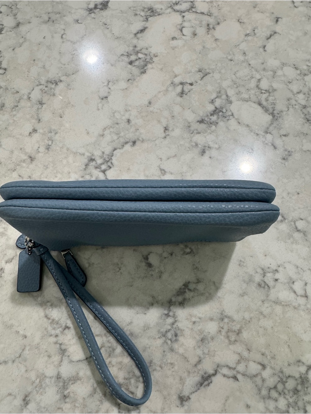 Coach double corner zip wristlet in slate blue NWOT - Picture 5 of 5